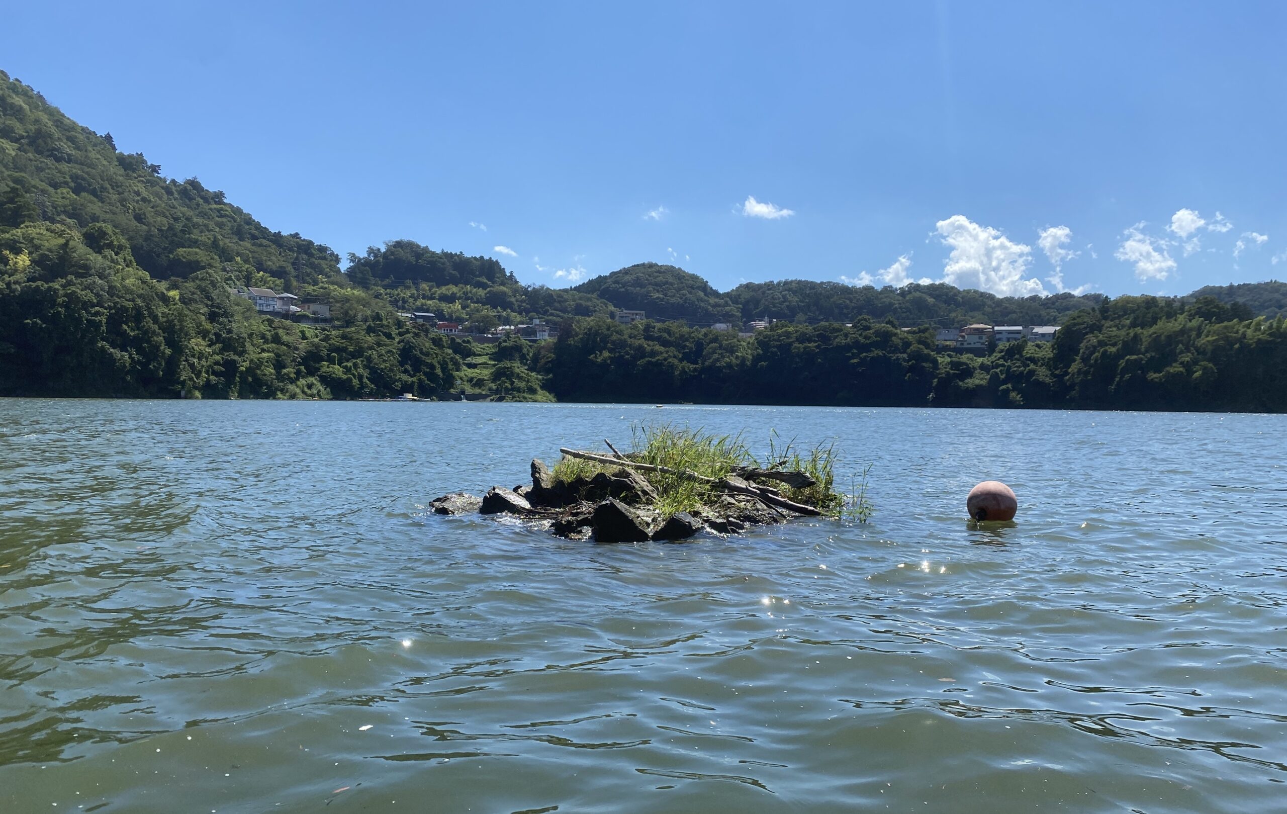 津久井湖　バス釣り　水中島